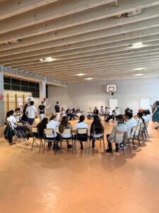 Teachers participating in theatre workshop about social media awareness in Barcelona